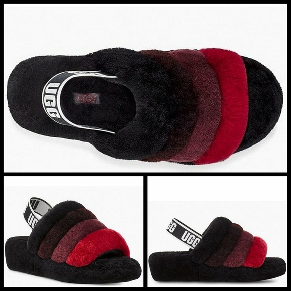 black multi ugg slides